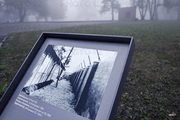 Photo as a memento at the site of the isolation hut in beech forest concentration camp