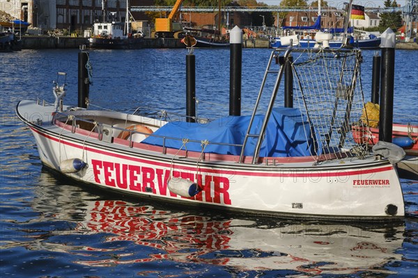 Fire brigade boat in the harbour