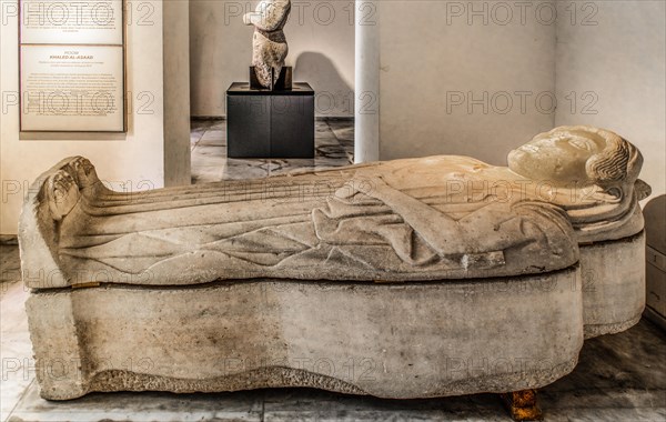 Monumental Phoenician marble sarcophagus in human form from 500 BC