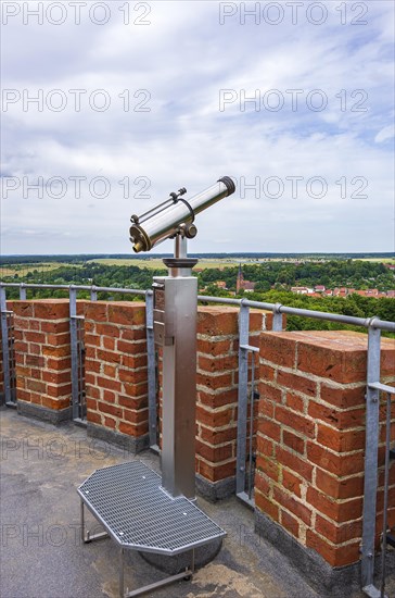 Telescope and view from the keep to the surrounding countryside of Burg Stargard