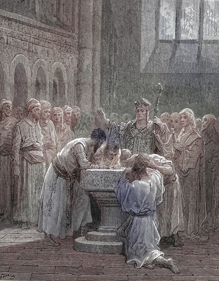 Baptism of the converted Moors after the Crusades