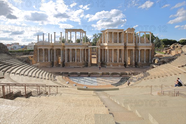 Historic UNESCO Teatro romano as part of the Roman city of Emerita Augusta in Merida