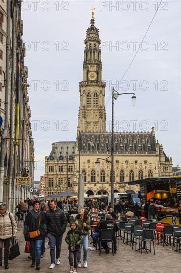 Gothic Town Hall with Belfry at the Place des Heros