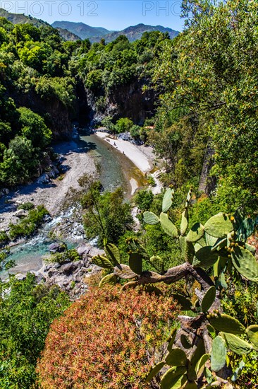 Alcantara gorge near Fondaco Motta as the result of several lava flows