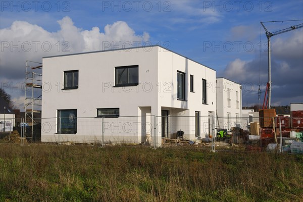 Shell of new residential buildings with flat roof