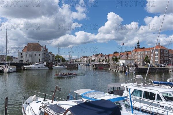 Cityscape with marina and Spijkerbrug