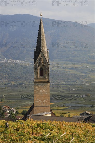 Parish Church of St. Quirikus and Julitta in Tramin with the highest brick church tower in Tyrol