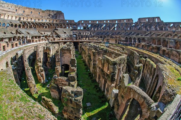 Exposed ruins basement of arena of Colosseum