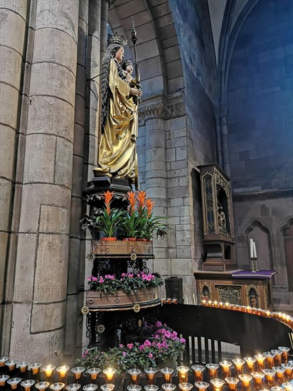 Madonna in church interior