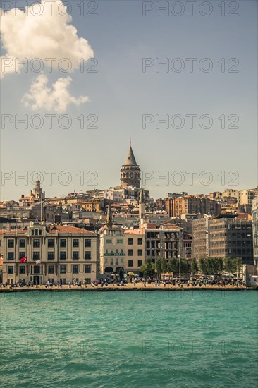 View of the Galata Tower from ancient times in Istanbul