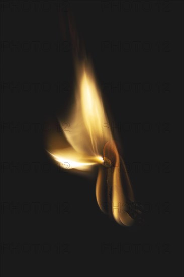 Close-up of a match being lit against a black background