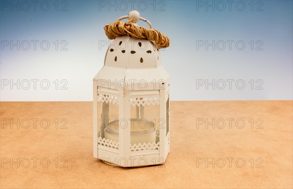 Little size metal retro style lantern in view