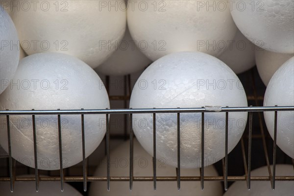 Dozens of styrofoam balls in the view