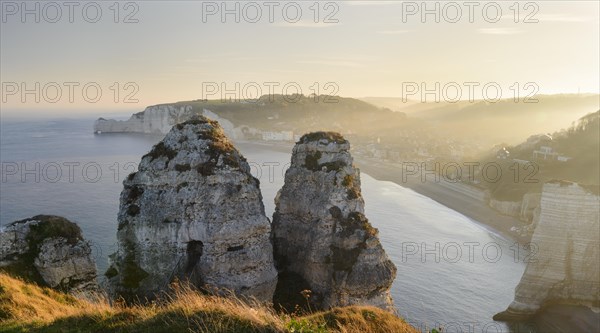 View of Etretat from the Falaise d'Aval