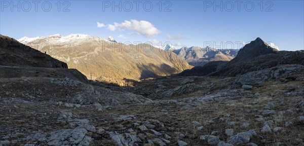 View of the mountains at the Bernina Pass