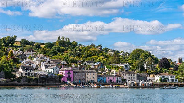 Boats and Yachts on River Dart over Dittisham and Greenway Quay