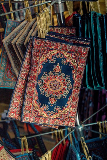 Traditional style handmade woven bags of fabric