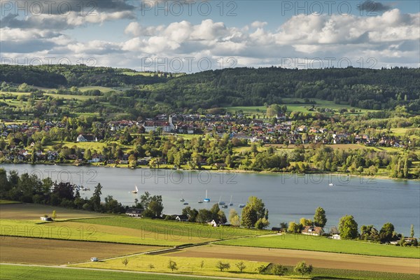 View from Klingenzell across Untersee to Oehningen on the German peninsula of Hoeri