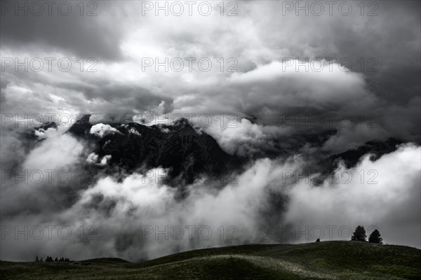 Mountain ridge with dramatic clouds