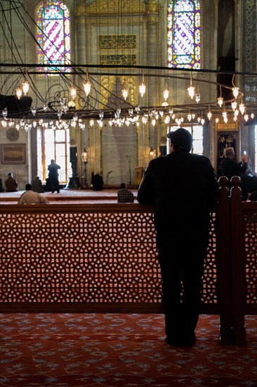 Wooden minbar sermon pulpit of Ottoman times in mosque