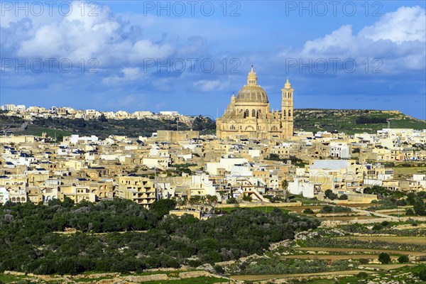 View of Xewkija with Basilica of St. John the Baptist