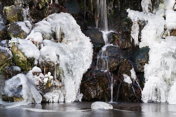 Ice formations at a waterfall