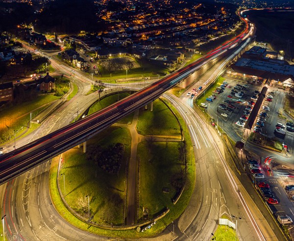 Night over Penn Inn Flyover and Roundabout in Newton Abbot