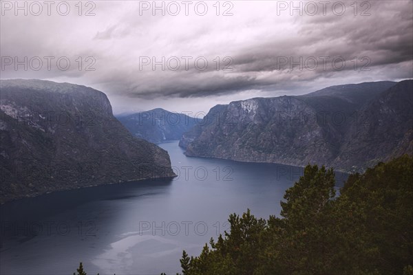 View from the mountain over the Aurlandsfjord in Norway