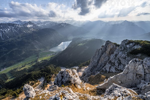 View of Lake Halder and the Allgaeu Alps