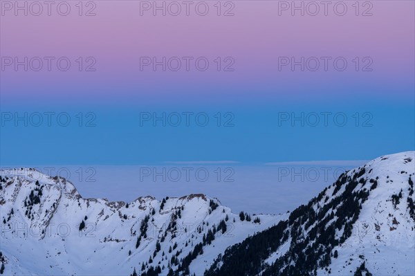 Winter landscape with the colours of the earth's shadow