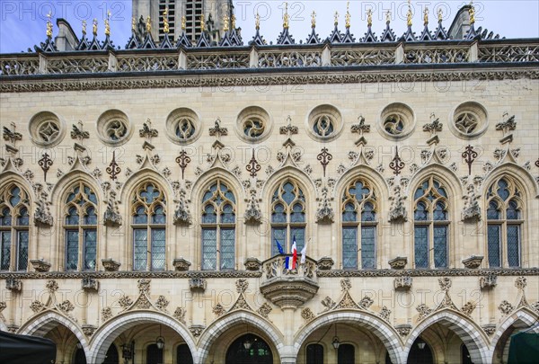 Gothic Town Hall facade on the Place des Heros