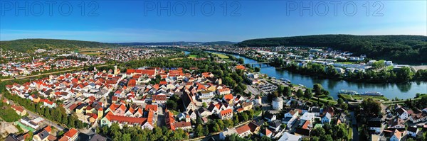 Aerial view of Kelheim between Altmuehl and Main. Kelheim