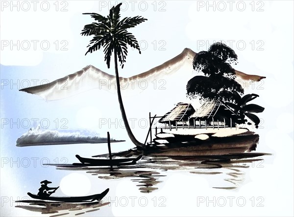 Fisherman with boats