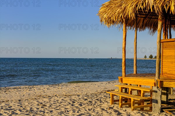 Beach bungalow on a sand tongue on the Antsanitia beach resort near Mahajanga