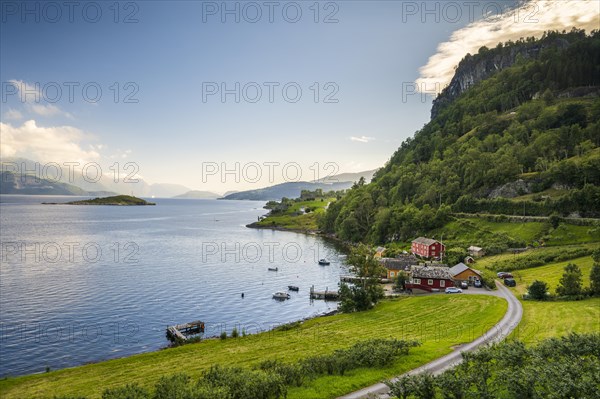 Typical houses by the Hardangerfjord