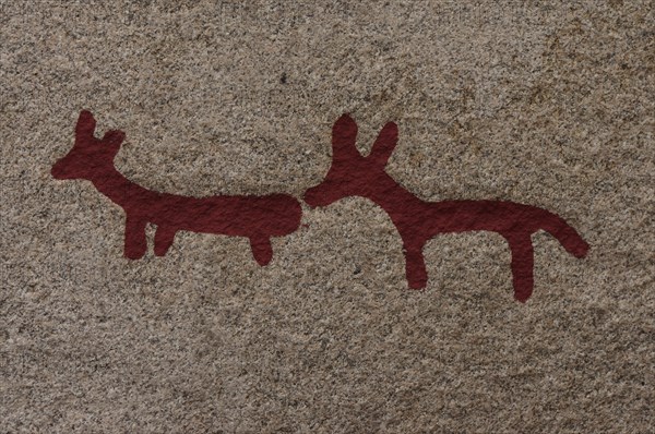 Rock carvings with animals