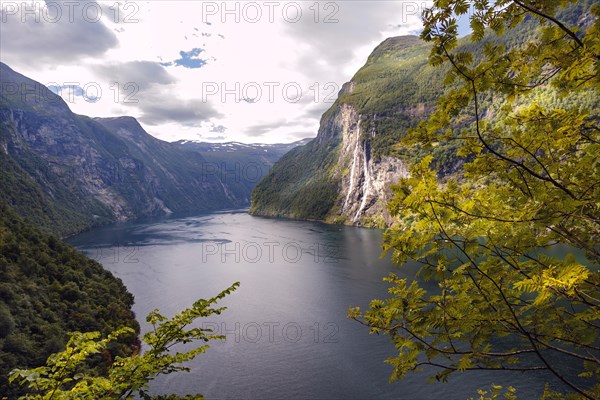 A waterfall at Geiranger Fjord in Norway