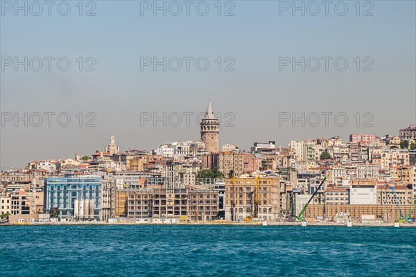 View of the Galata Tower from ancient times in Istanbul