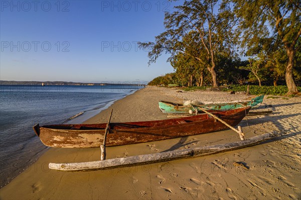 Outrigger boat on a beach near Diego Suarez