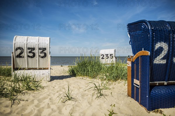 Beach chairs on the sandy beach
