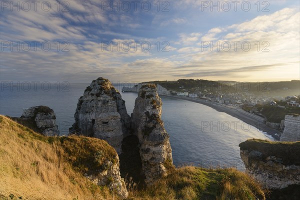 View of Etretat from the Falaise d'Aval