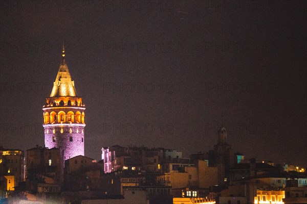 View of the Galata Tower from ancient times in Istanbul