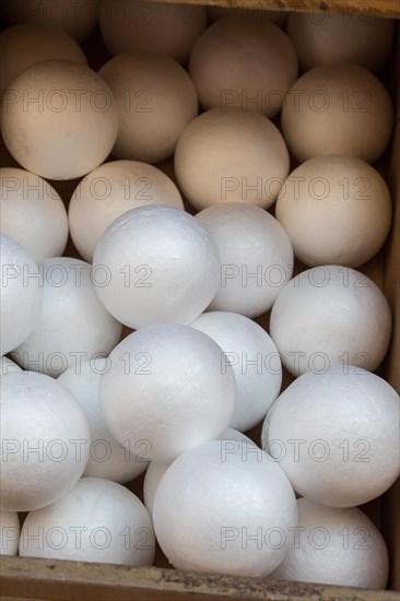 Dozens of styrofoam balls in the view