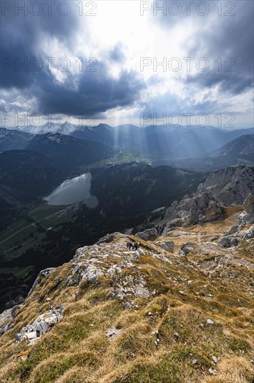 View of Lake Halder and the Allgaeu Alps