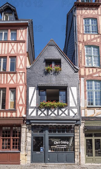 Half-timbered houses in the street Rue de Martainville