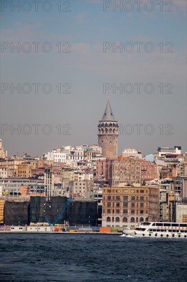 View of the Galata Tower from ancient times in Istanbul