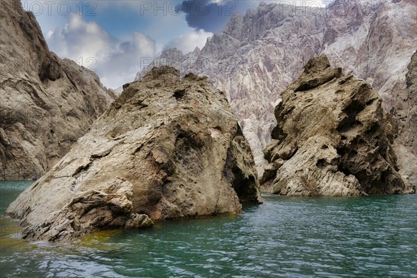 Rock formation around the alpine Koel-Suu lake