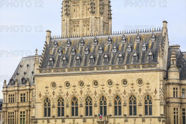 Gothic Town Hall with Belfry at the Place des Heros