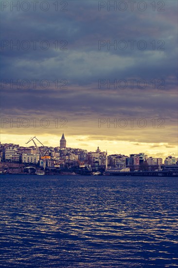 View of the Galata Tower from ancient times in Istanbul