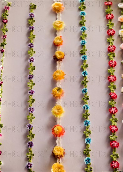 Turkish colorful needle work embroidery flowers as background